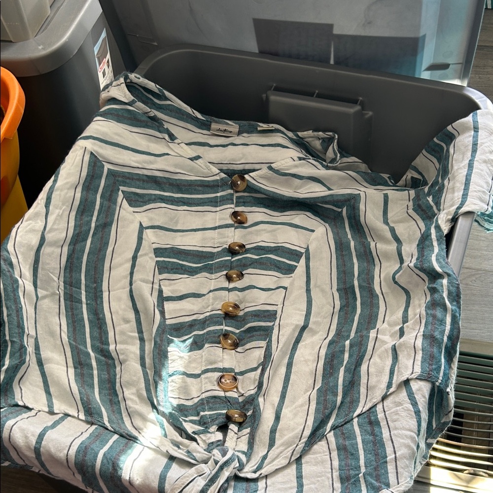Daytrip Blue and White Striped Shirt